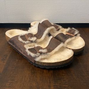 Birkenstock Arizona Genuine Shearling Lined Slide Sandal
